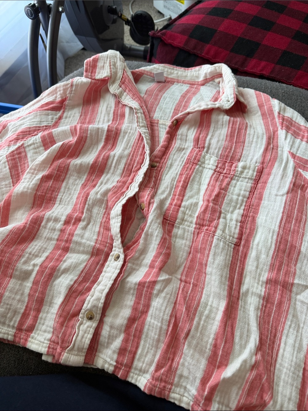 Old Navy Pink & White Striped Button-Down Shirt